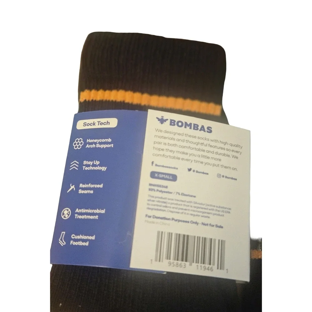 Bombas Womens‎ Ankle Socks 6 Pair Bundle Black Multi Stripe XS New